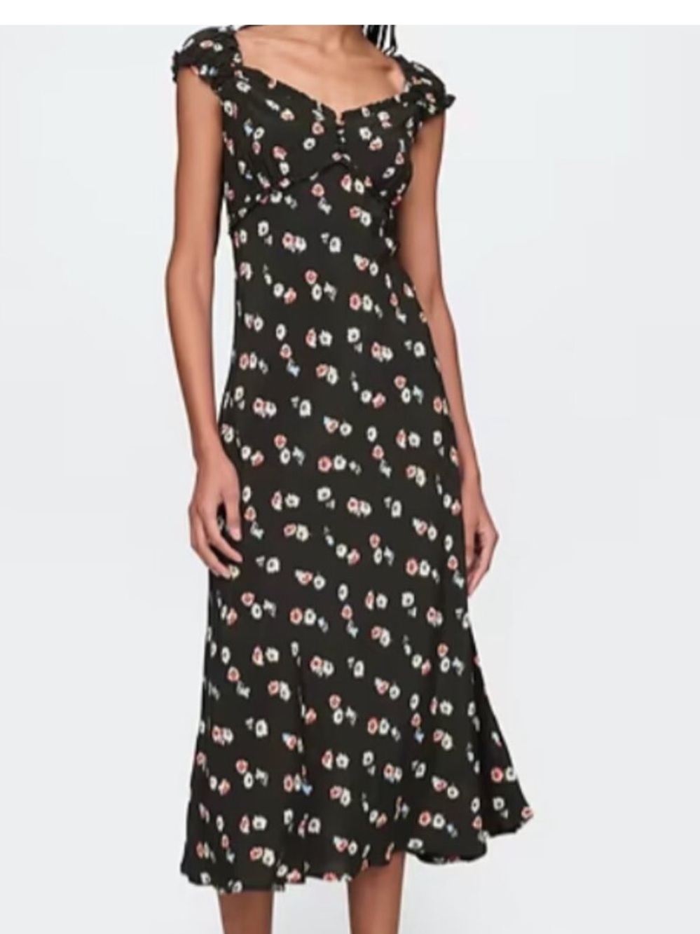 gap black floral maxi dress with ruffles NWOT